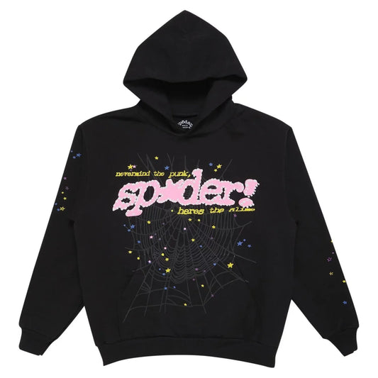 Sp5der black and pink hoodie