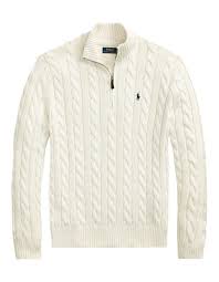 Ralph lauren white cable knit quarter zip