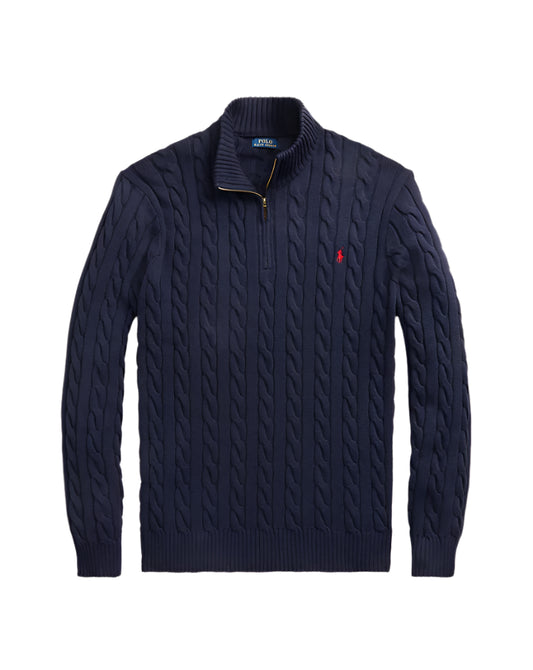 Ralph lauren blue cable knit quarter zip