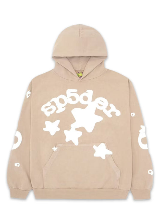 Sp5der beige and white beluga hoodie